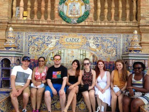 UMass Lowell students pose for a group photo on a previous trip to Cadiz, Spain.
