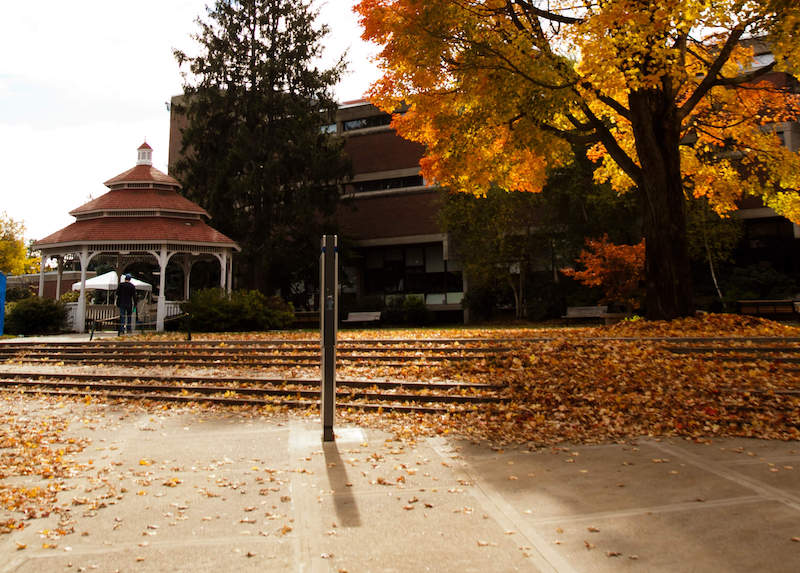 the gazebo on South campus in fall