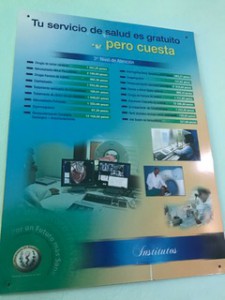 A poster listing the prices of procedures that the government pays for if a citizen needs it.