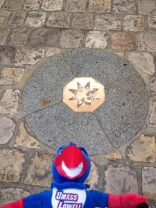 the "zero point" in front of Notre Dame, it is the start for French to measure the   distance from other cities to Paris, or from other places in the world to Paris.